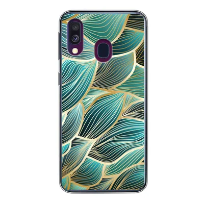 Produktbild von MuchoWow® Handyhülle Schutzhülle Hülle für Samsung Galaxy A40 Muster - Gold - Abstrakt - Welle Silikon Softcase Handy Hülle - Handy-Tasche
