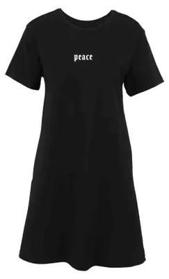 Produktbild von Miss Tee - "Peace" T-Shirt-Kleid für Damen, Rückseitiger Aufdruck TN1974 (4XL) (Schwarz)