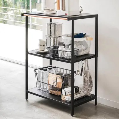 Produktbild von Yamazaki Küchenregal schwarz stehend Metall Standregal 3 Ebenen 60x90x46cm "TOWER"