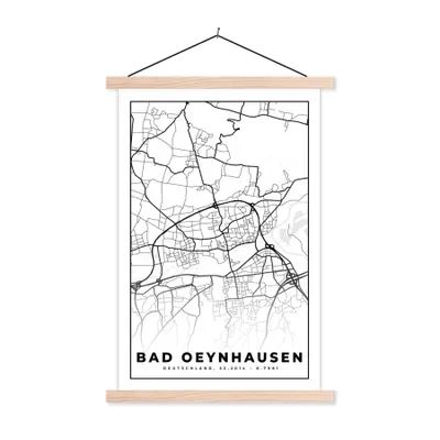 Produktbild von MuchoWow® Textilposter Bad Oeynhausen - Karte - Stadtplan 60x90 cm mit holzfarbenen Rahmen - Textil