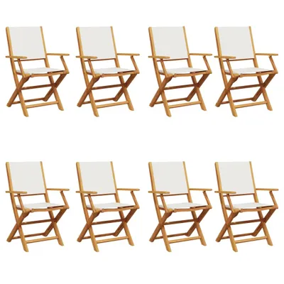 Produktbild von Gartenstühle 8 Stk. Klappbar Cremeweiß Stoff und Massivholz