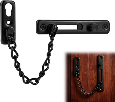Imagen del producto de Cadena de seguridad para puerta, sin necesidad de taladrar, acero reforzado, montaje sencillo, protección antirrobo para el hogar