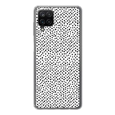 Produktbild von MuchoWow® Handyhülle Schutzhülle Hülle für Samsung Galaxy A12 Polka dots - Schwarz - Weiß Silikon Softcase Handy Hülle - Bild