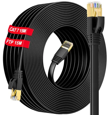 Produktbild von Soibke Cat7 15m LAN Kabel 15 Meter Flach Netzwerkkabel 15m Gigabit,15 Clips