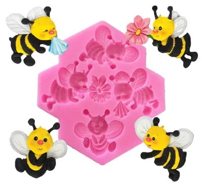 Silikon-Backform Bienen 4 Vertiefungen Fondantform