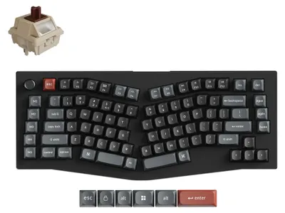 Produktbild von Keychron V10 Ultra 8K Kabellose Mechanische Tastatur QWERTY US Fully Assembled Knob / Black / Keychron Silk POM Switch - Brown