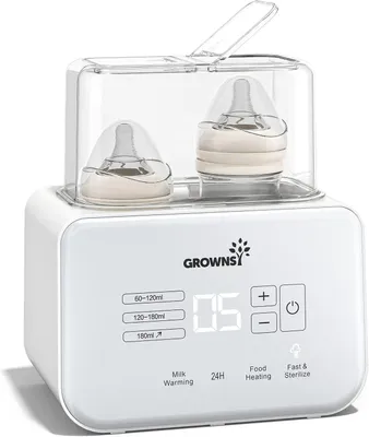 Immagine prodotto di Scaldabiberon per neonati 9-in-1 - Doppio - Scaldabiberon con sterilizzatore - Controllo della temperatura tramite LCD - Mantiene la temperatura per 24 ore