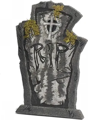 Produktbild von Verwitterter Halloween Grabstein mit Moos als Horror Dekoration