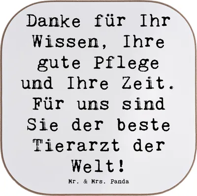 Produktbild von Mr. & Mrs. Panda Tischuntersetzer Spruch Bester Tierarzt - Weiß - Geschenk, Untersetzer Gläser, Getränkeuntersetzer, Holzuntersetzer, danke, gläseruntersetzer, Coaster