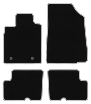 Produktbild von Velours-Fußmatten für Dacia Duster 2WD 2010-2018 (SUV) – 4-tlg, Schwarz/Silber, passgenau – Wielganizator CARLUX