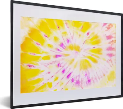 Produktbild von MuchoWow® Gerahmtes Poster Sommer - Krawattenfärbung - Gelb 40x30 cm - Poster mit Schwarzem Bilderrahmen Wandposter Rahmen Foto Bilder - Bilderrahmen - Poster im Rahmen