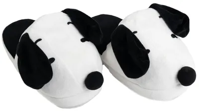 Produktbild von The Peanuts Snoopy 3D Hausschuhe mit Wackelohren für Damen und Herren - Uni Puschen Schlappen Slipper Pantoffeln Weiß Schwarz 35-37