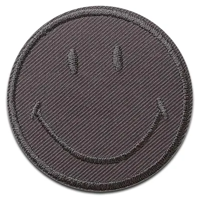 Produktbild von Mono-Quick Smiley Grau - Aufnäher, Bügelbild, Aufbügler, Applikationen, Patches, Flicken, zum aufbügeln, Größe: 5 x 5 cm