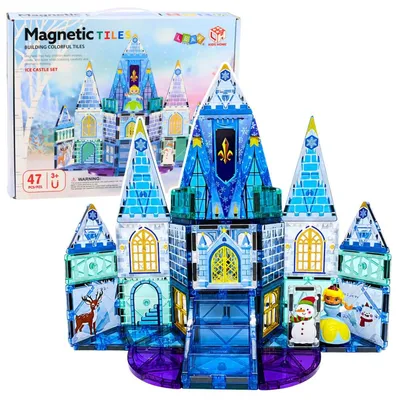 Produktbild von Magnetische Konstruktionsbausteine, Eiskönigin-Schloss, blau, 47 Teile.