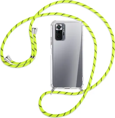 Produktbild von Handykette Backcover-Schutzhülle mit Band (Metall silberfarben) für Xiaomi Redmi Note 10 Pro / Pro Max - neongelb