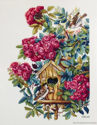Produktbild von Merejka Kreuzstich Set "Rosenstrauch", Zählmuster, 27x36 cm