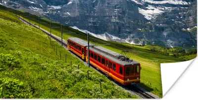 Produktbild von MuchoWow® Poster Alpen - Zug - Rot 40x20 cm - Poster für die Wand - Poster Schlafzimmer