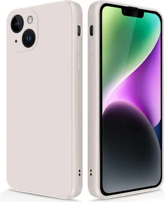 Produktbild von Silikon Hülle für iPhone 14 Plus Flüssigsilikon Dünn Gel Gummi Matt Kratzfeste Schutzhülle Weiß