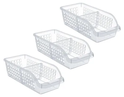 Immagine prodotto di 3 contenitori organizzatori per frigorifero con divisori - Scatole di plastica trasparente per la cucina e il frigorifero