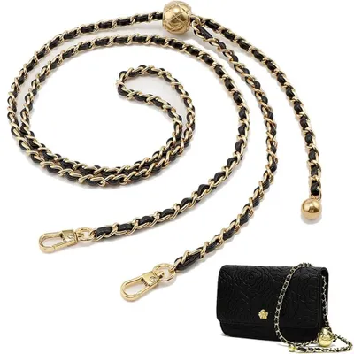 Taschenkette aus Kunstleder und Metall, 120 cm, schwarz