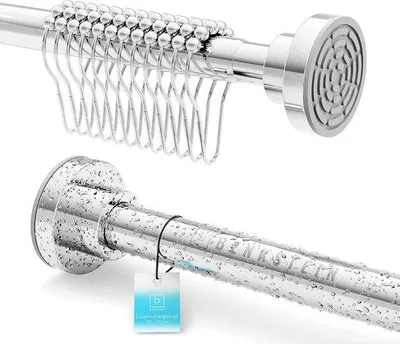 Produktbild von Famanu Duschvorhangstange 2.0, Kein Bohren Erforderlich, Inklusive Ringen, 125 - 230 cm