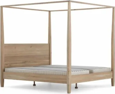 Produktbild von Casa Padrino Landhausstil Himmelbett Naturfarben / Grau - Verschiedene Größen - Schlafzimmer Möbel
