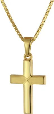 trendor 75680 Kreuz-Anhänger für Kinder Gold 333 mit goldplattierter Halskette 1
