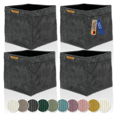 Immagine prodotto di Set di 4 scatole contenitore Kallax, colore grigio, pieghevoli, dimensioni 33x33x31 cm