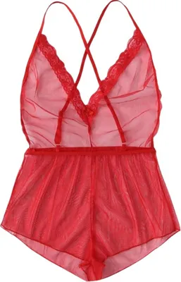 Immagine prodotto di Camicia da notte sensuale - Donna - Abbigliamento da notte - Pigiama - Pizzo - Taglia unica - Rosso