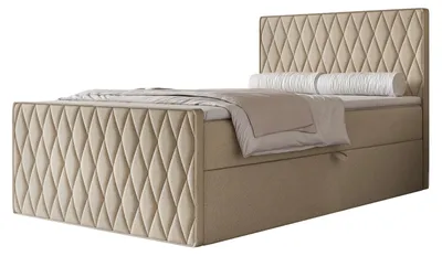 Produktbild von Boxspringbett PONTI III 120x200 Rautenmuster Fußteil Bettkasten Bonellmatratze Beige
