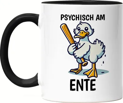 Produktbild von Psychisch am Ente Tasse schwarz lustig Humor Ente Spruch witzig Geschenk