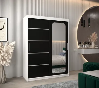 Produktbild von Spiegelschrank DONICELA 3 - 150 cm, weiß/schwarz