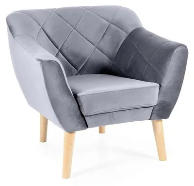 Image de Fauteuil en velours "Karo 1" - Velvet - Gris/Beige - l 78 x H 76 cm