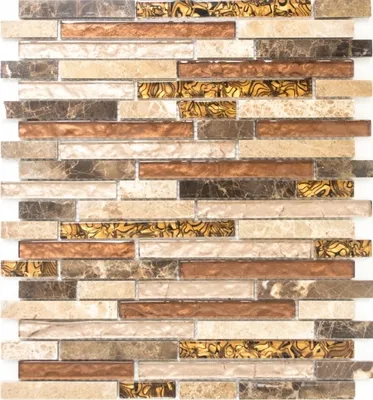 Produktbild von Mosaikfliese Transluzent beige braun Verbund Glasmosaik Crystal Marmor beige braun MOS86-1302_f
