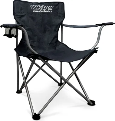 Produktbild von Weber Campingstuhl Schwarz klappbar – Faltstuhl mit Flaschenhalter & Tragetasche – belastbar bis 120 kg - ideal für Camping, Festival & Garten