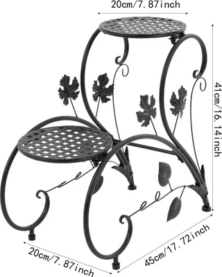 Produktbild von Pflanzenständer / Blumenständer - 2-stöckiges Pflanzenregal - 2er-Set - Metall - 45 x 20 x 41 cm - Schwarz