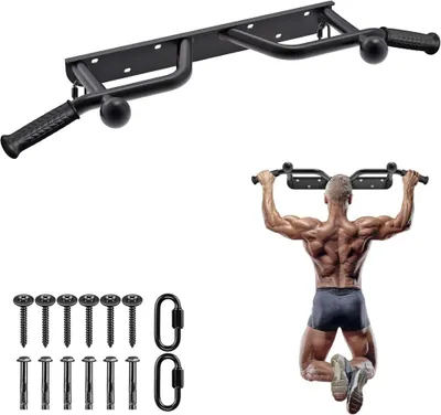 Produktbild von Wandmontierte Klimmzugstange mit 5 Griffpositionen und Griffkugeln bis 227 kg – Pull-up-Bar – Krafttraining