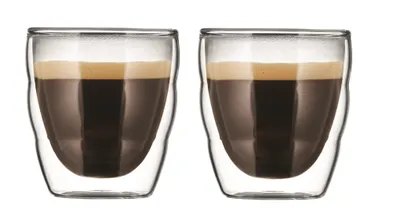 Imagen del producto de Bodum PILATUS, juego de 2 vasos de vidrio, de doble pared, 0,08 litros, transparentes