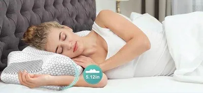 Immagine prodotto di Cuscino ergonomico e ortopedico in memory foam Unyqoos® per il supporto del collo, ideale per chi dorme su un lato o sulla schiena, allevia dolori al collo e alle spalle, colore grigio, dimensioni 58 x 38 x 13/8 cm