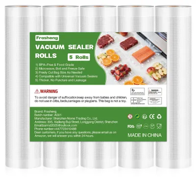 Image de Rouleaux de film pour emballage sous vide, 5 rouleaux, 28 x 300 cm, sans BPA, adaptés à la cuisson