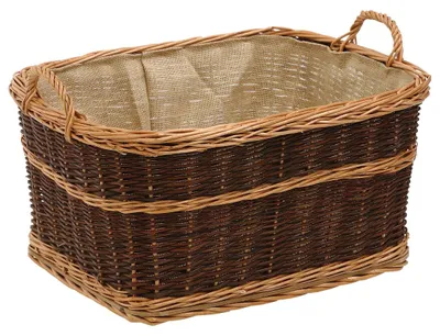 Produktbild von Dehner Kaminkorb, Holzkorb, mit Jute und 2 Tragegriffen, 60 x 40 x 47 cm, Weide, dunkelbraun
