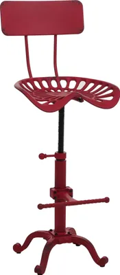 Image de Tabouret de bar HWC-N26, chaise de bar tabouret de bar, hauteur réglable pivotant repose-pieds industriel métal ~ rouge
