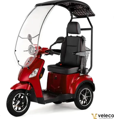 Produktbild von Seniorenmobil Veleco Draco - Dach mit Windschutzscheibe - Kapitänssitz mit Rückenlehne - Lithium Akku - Elektromobil - 800 W E-Roller - (Rot)