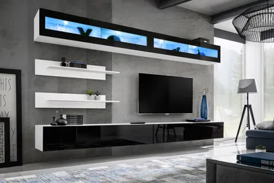 Produktbild von Wohnwand Set 6 tlg Luxus Wohnzimmer TV-Ständer Wand Regal Design Einrichtung