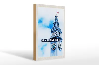 Produktbild von Holzschild Reise 20x30cm San Francisco Gebäude USA Flagge
