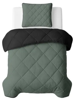 Immagine prodotto di Sleeptime, coperta per letto "Lazy", colore verde/nero, 140 x 200 cm, con federa inclusa