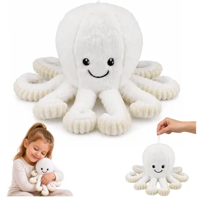 Produktbild von Plüsch-Oktopus, Kuscheltier mit elastischen Tentakeln, weiß, 30 cm