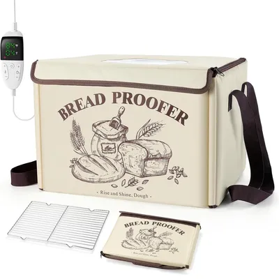 Produktbild von Brot Gärbox elektrisch, Teig Gärschrank mit 3-seitiger Heizung, Temperaturregelung 10–45°C, Timer & NTC Sensor, klappbar