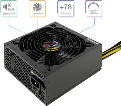 Produktbild von TooQ TQAPOLO-650SP, 650 W, 220 V, 50 - 60 Hz, 2.5 - 5 A, Aktiv, 30 A