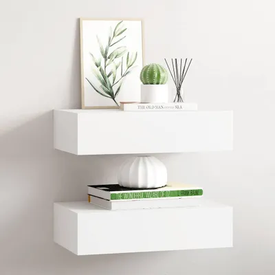 Obrázek produktu pro vidaXL Nástěnné police se zásuvkami 2 ks. Bílá 40x23,5x10 cm MDF